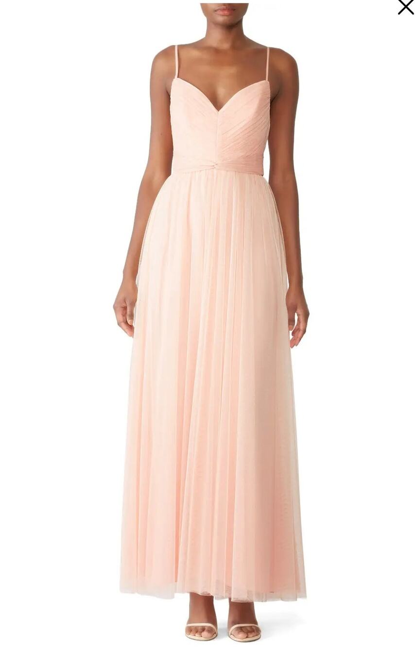 Amsale pink Riley princess organza full length sweetheart neck gown size 14